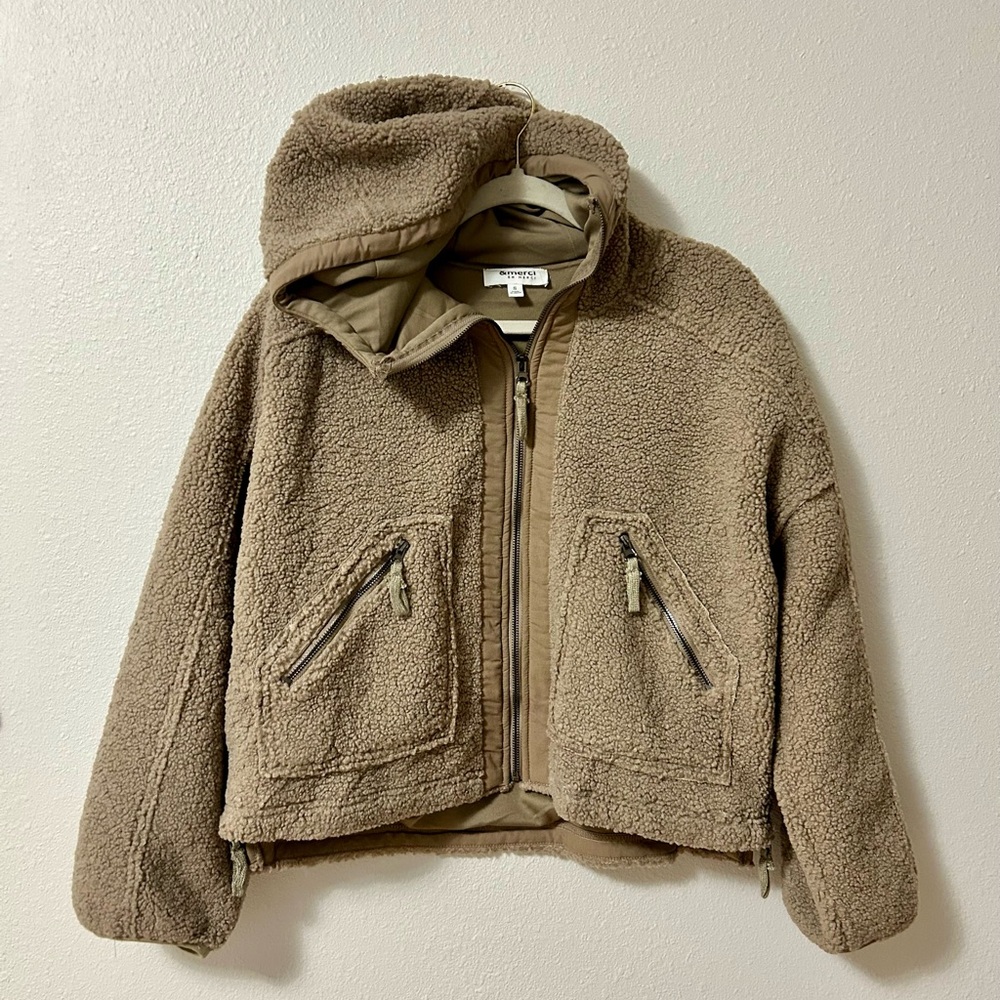 Tan Teddy Women’s Zippered Jacket
